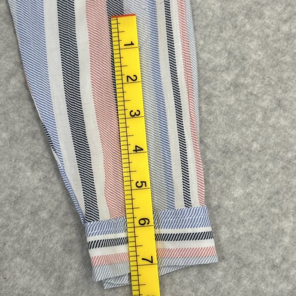 CYNTHIA ROWLEY Blouse Sz S Striped Rayon Faux Wrap V-Neck High Low Long Sleeve - Picture 13 of 13